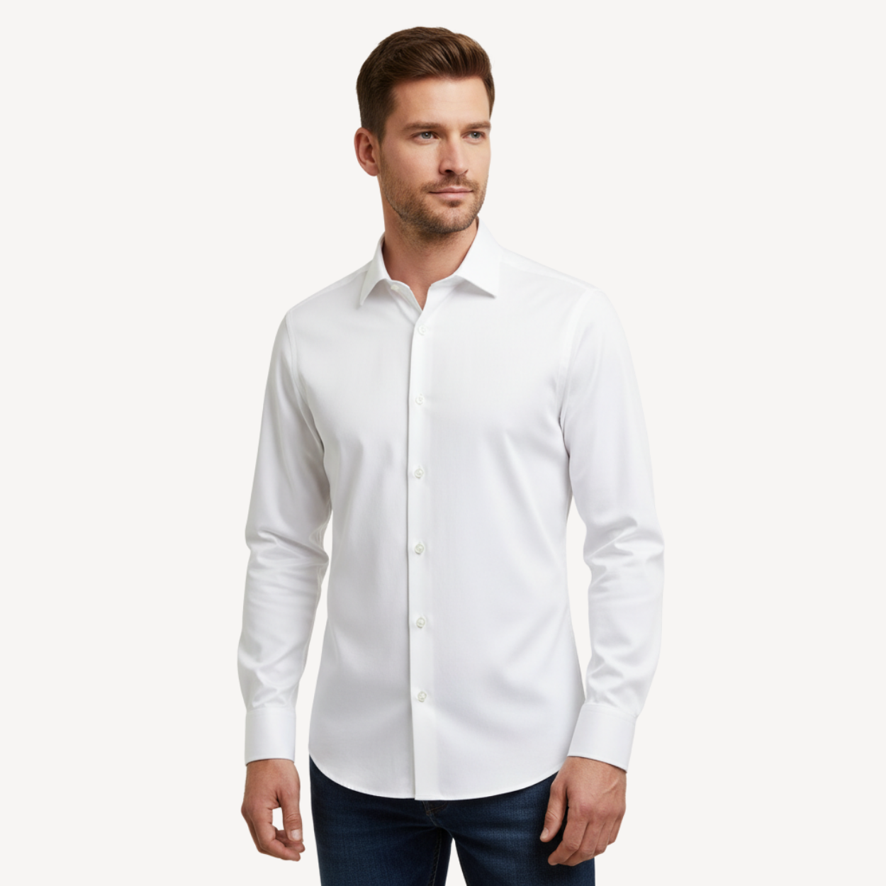 Lorance™ Chemise Slim Fit Anti-Rides Manhattan - Blanc