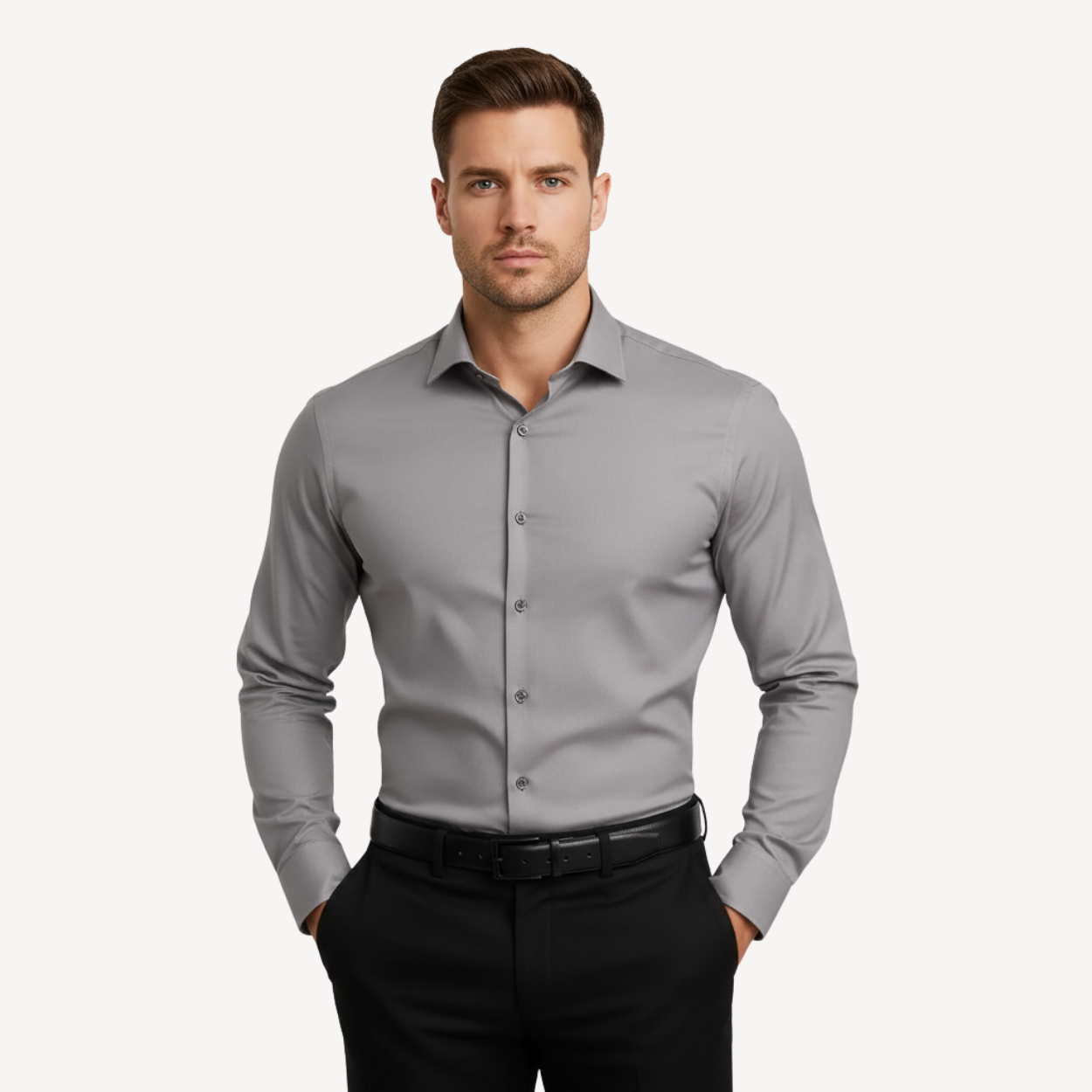 Lorance™ Chemise Slim Fit Anti-Rides Manhattan - Gris