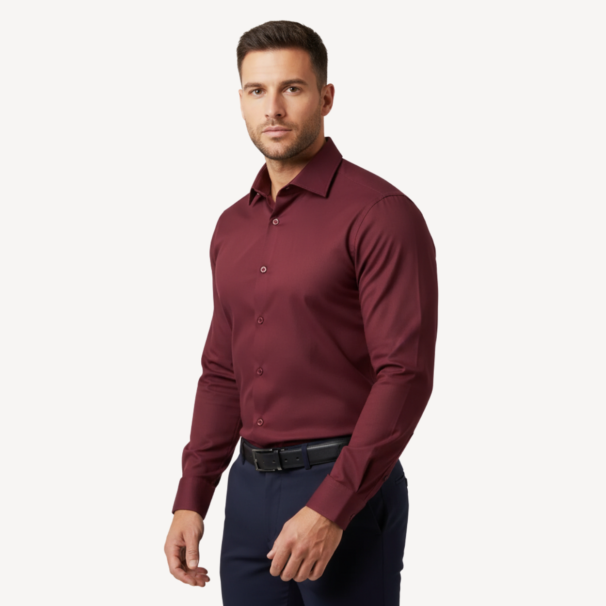Lorance™ Chemise Slim Fit Anti-Rides Manhattan - Bourgogne