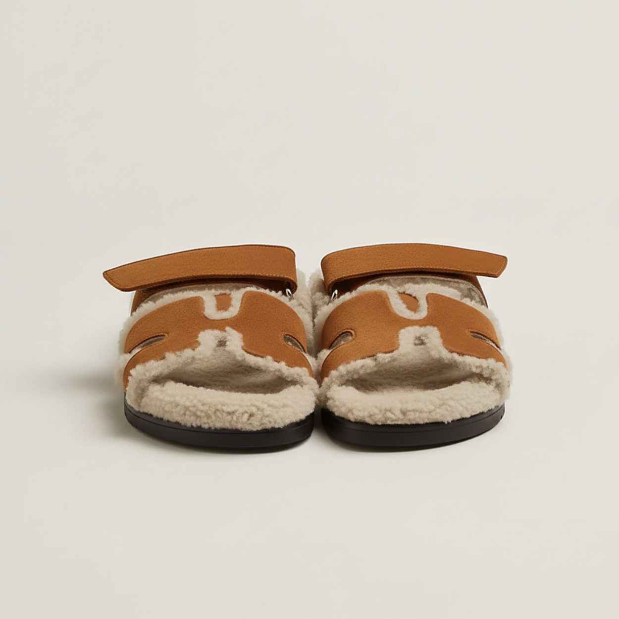 Lorance™ Sandales Roma - Marron & Fourrure Off-white