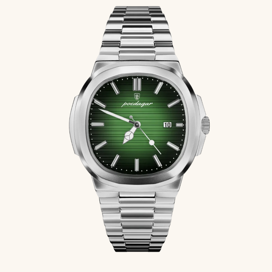 Lorance™ Nautilus 41mm - Argent & Émeraude