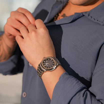 Lorance™ Nautilus 41mm - Argent & Pierre