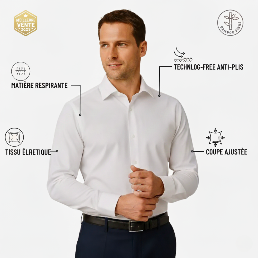 Lorance™ Chemise Slim Fit Anti-Rides Manhattan - Bourgogne