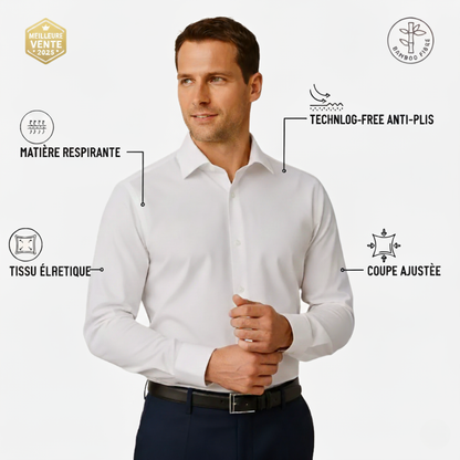 Lorance™ Chemise Slim Fit Anti-Rides Manhattan - Bourgogne